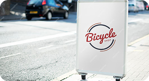 موکاپ استند خیابانی Bicycle Shop
